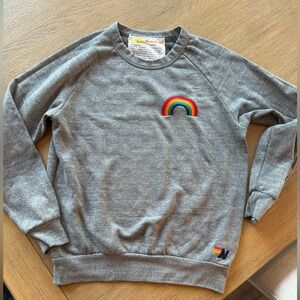 AVIATOR NATION RAINBOW EMBROIDERY CREW SWEATSHIRT - HEATHER - XS